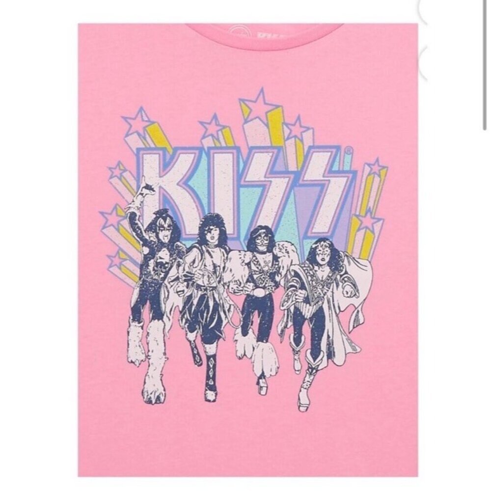 Wonder Nation Girls KISS Graphic Short Sleeve T-Shirt, Size Youth Large 10-12 - Picture 2 of 4
